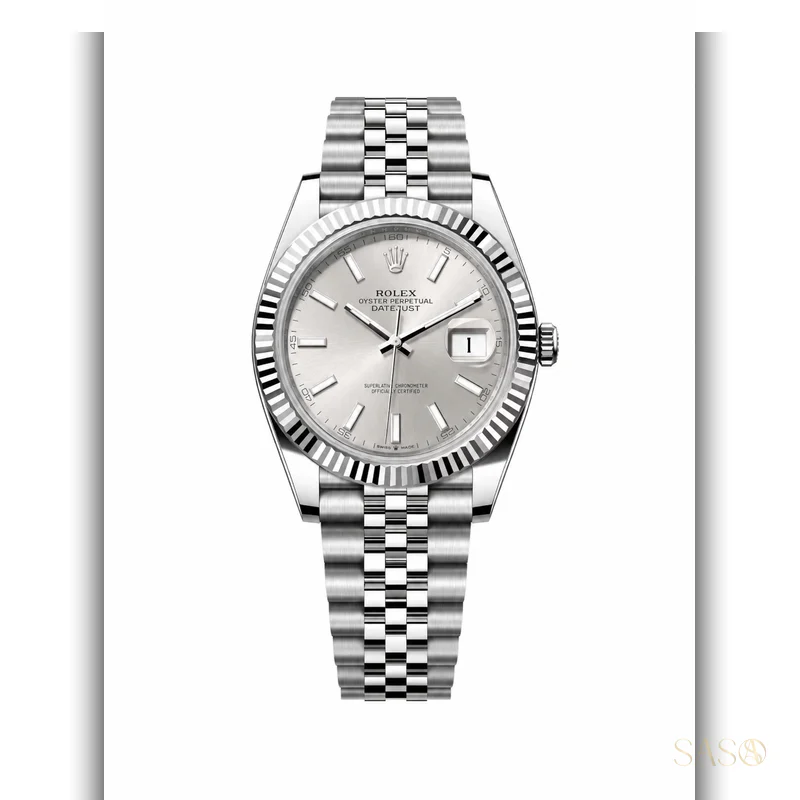 Rolex Datejust 41 - Silver Dial, White Gold Fluted Bezel, Jubilee - 126334-0004